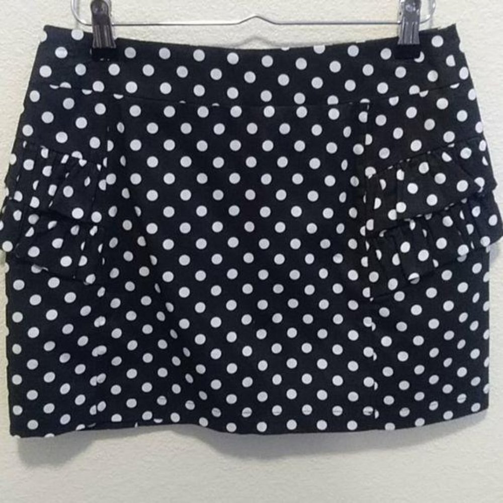 Ellison Brown Polka Dot Mini Skirt w/Ruffles Size Small